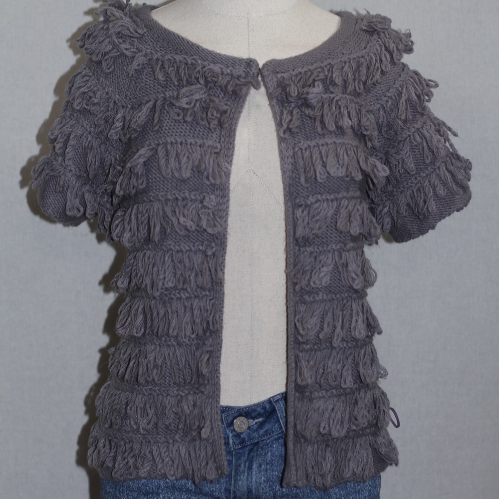 Grey Fringed Sweater - Picture 3 of 11